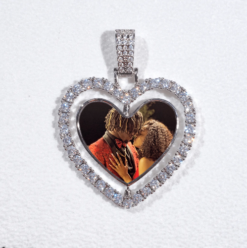3D Spinning 2-Faced Heart Custom Picture Pendant