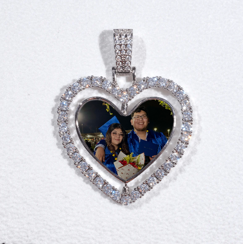 3D Spinning 2-Faced Heart Custom Picture Pendant