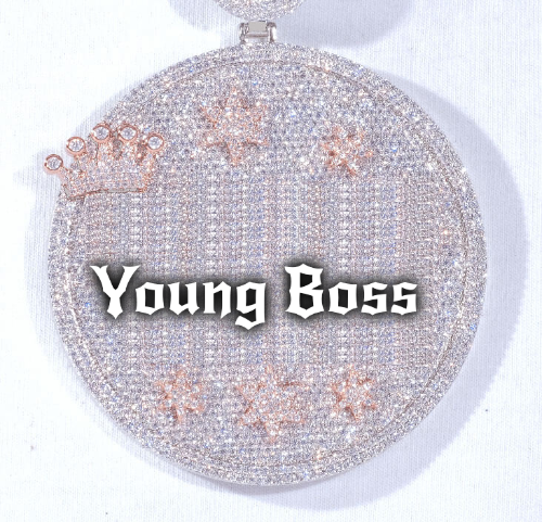 CUSTOM LETTER NECKLACE 3D BIG CROWN DISC