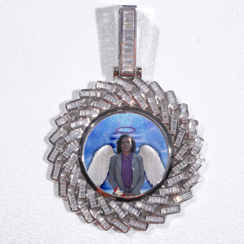 Large 3D Baguette Custom Picture Pendant