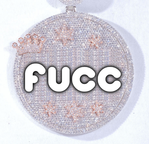 CUSTOM LETTER NECKLACE 3D BIG CROWN DISC