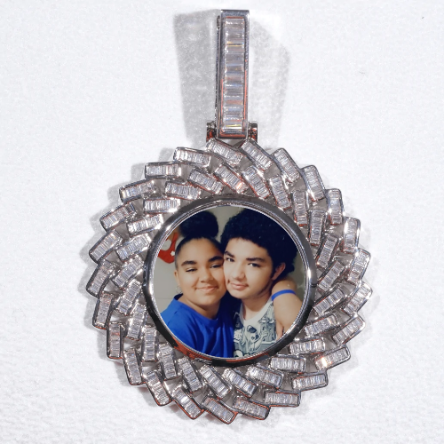 Large 3D Baguette Custom Picture Pendant