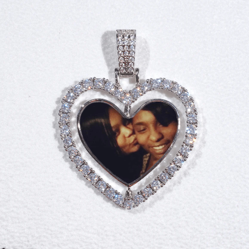 3D Spinning 2-Faced Heart Custom Picture Pendant