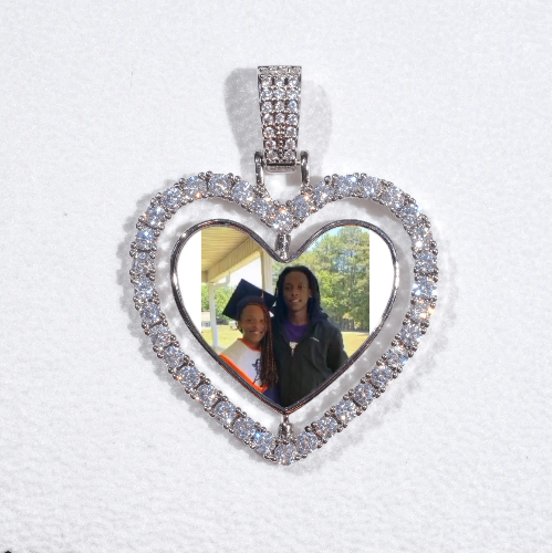 3D Spinning 2-Faced Heart Custom Picture Pendant