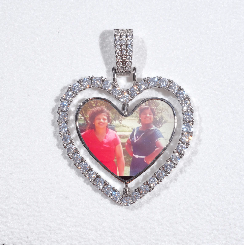 3D Spinning 2-Faced Heart Custom Picture Pendant