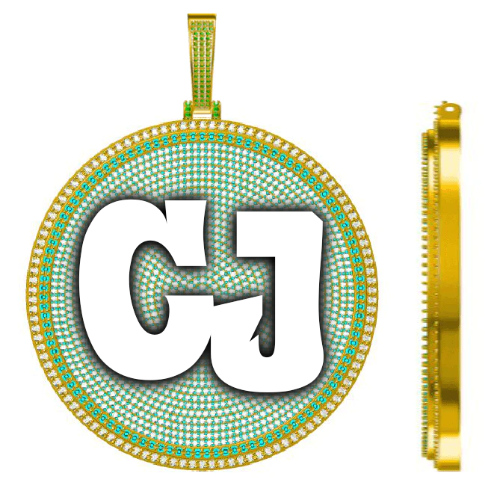 CUSTOM LETTER NECKLACE 3D BIG DISC