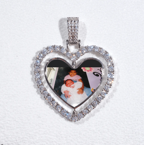 3D Spinning 2-Faced Heart Custom Picture Pendant