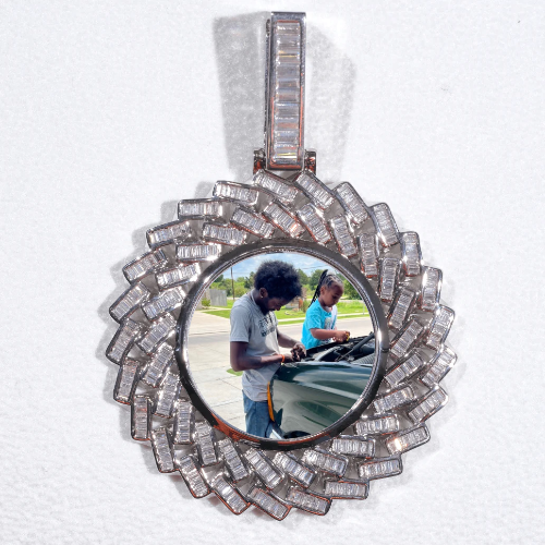 Large 3D Baguette Custom Picture Pendant