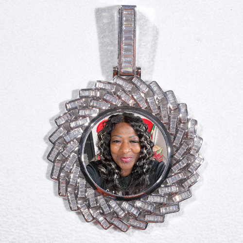 Large 3D Baguette Custom Picture Pendant