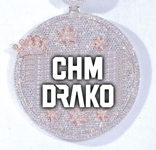 CUSTOM LETTER NECKLACE 3D BIG CROWN DISC
