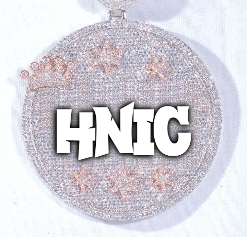 CUSTOM LETTER NECKLACE 3D BIG CROWN DISC
