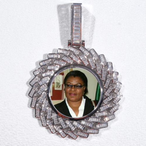 Large 3D Baguette Custom Picture Pendant