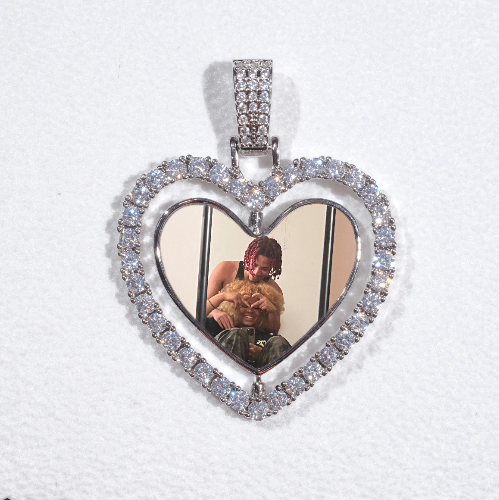 3D Spinning 2-Faced Heart Custom Picture Pendant