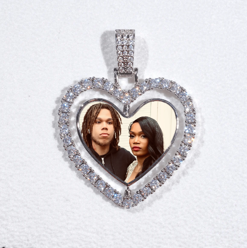 3D Spinning 2-Faced Heart Custom Picture Pendant