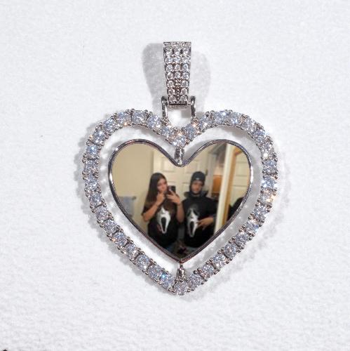 3D Spinning 2-Faced Heart Custom Picture Pendant