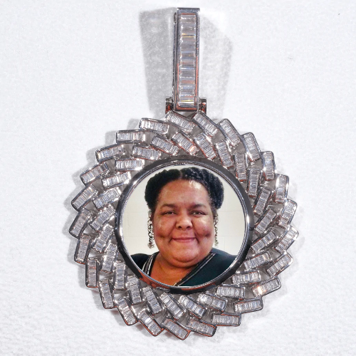 Large 3D Baguette Custom Picture Pendant