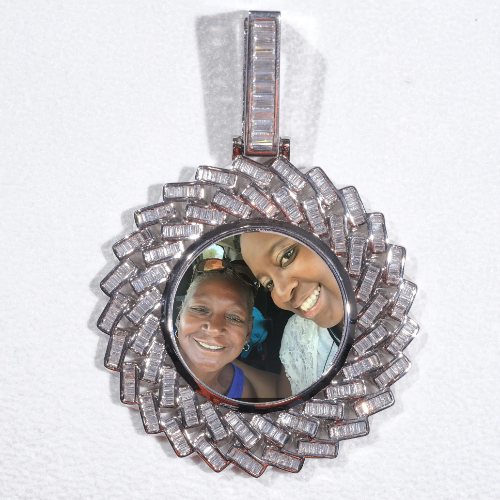 Large 3D Baguette Custom Picture Pendant
