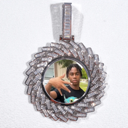 Large 3D Baguette Custom Picture Pendant