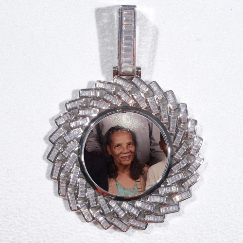 Large 3D Baguette Custom Picture Pendant