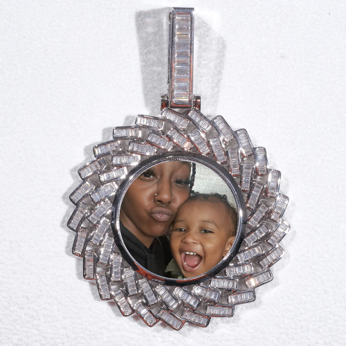 Large 3D Baguette Custom Picture Pendant