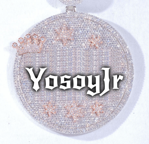 CUSTOM LETTER NECKLACE 3D BIG CROWN DISC