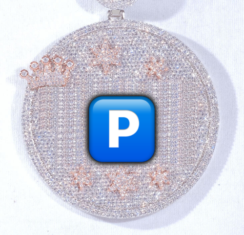 CUSTOM LETTER NECKLACE 3D BIG CROWN DISC
