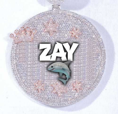 CUSTOM LETTER NECKLACE 3D BIG CROWN DISC