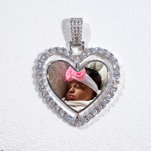 3D Spinning 2-Faced Heart Custom Picture Pendant