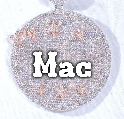 CUSTOM LETTER NECKLACE 3D BIG CROWN DISC