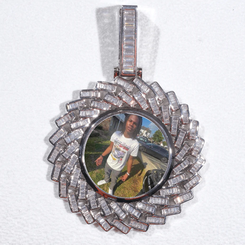 Large 3D Baguette Custom Picture Pendant