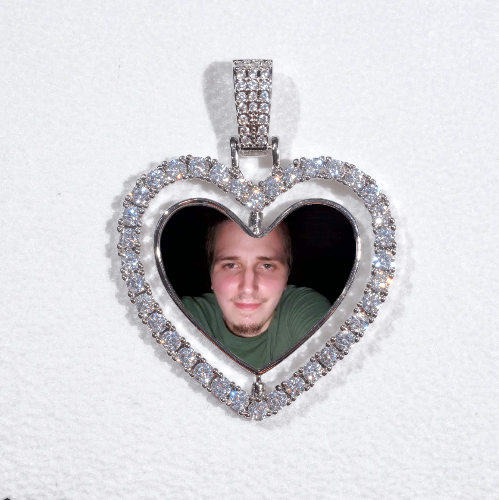 3D Spinning 2-Faced Heart Custom Picture Pendant