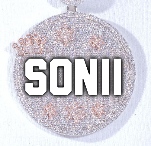 CUSTOM LETTER NECKLACE 3D BIG CROWN DISC