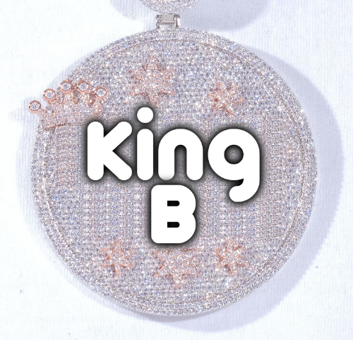 CUSTOM LETTER NECKLACE 3D BIG CROWN DISC
