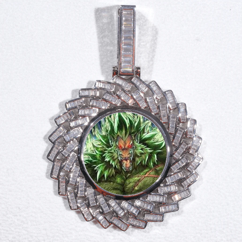 Large 3D Baguette Custom Picture Pendant