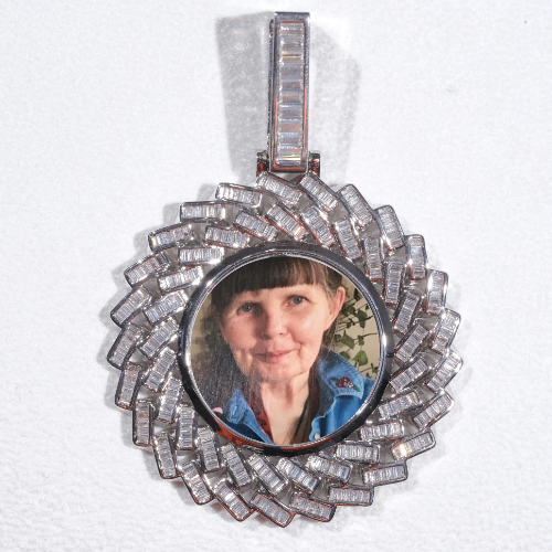 Large 3D Baguette Custom Picture Pendant