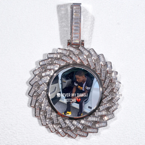 Large 3D Baguette Custom Picture Pendant