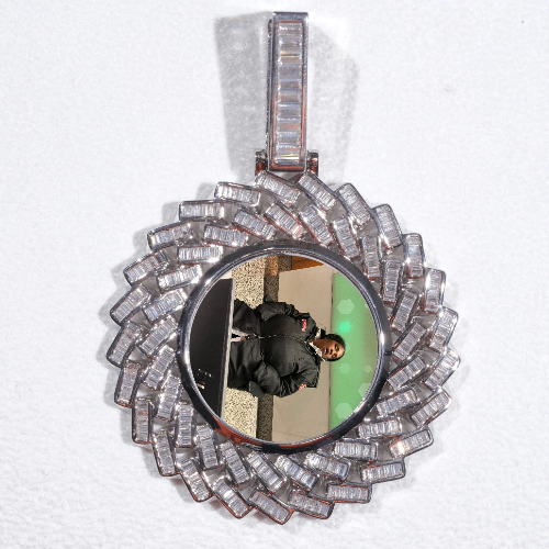 Large 3D Baguette Custom Picture Pendant