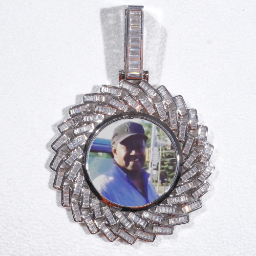 Large 3D Baguette Custom Picture Pendant