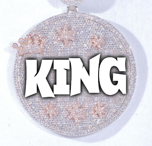 CUSTOM LETTER NECKLACE 3D BIG CROWN DISC