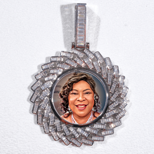 Large 3D Baguette Custom Picture Pendant