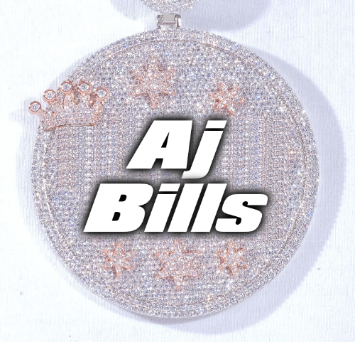 CUSTOM LETTER NECKLACE 3D BIG CROWN DISC