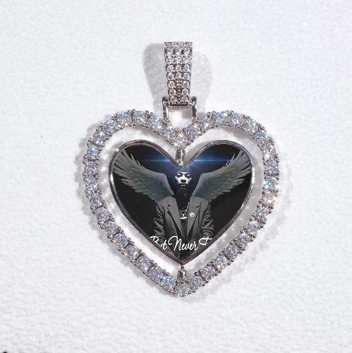 3D Spinning 2-Faced Heart Custom Picture Pendant