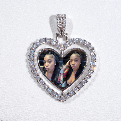 3D Spinning 2-Faced Heart Custom Picture Pendant