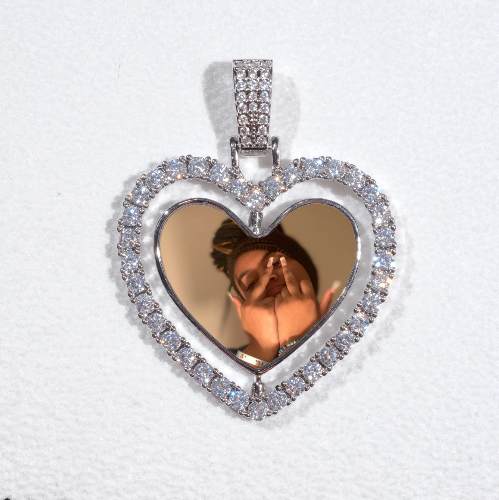 3D Spinning 2-Faced Heart Custom Picture Pendant
