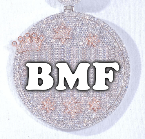 CUSTOM LETTER NECKLACE 3D BIG CROWN DISC