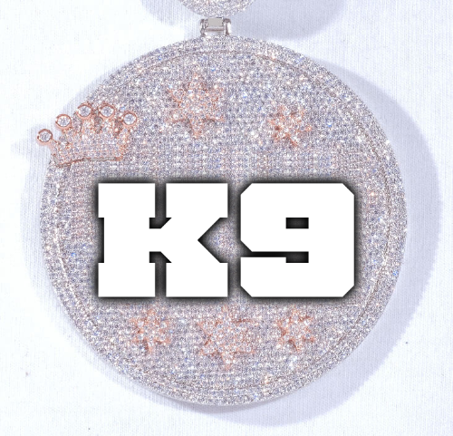 CUSTOM LETTER NECKLACE 3D BIG CROWN DISC