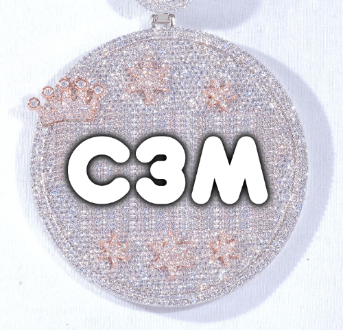 CUSTOM LETTER NECKLACE 3D BIG CROWN DISC