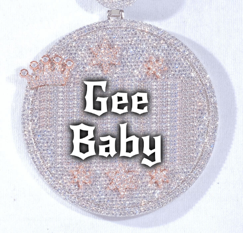 CUSTOM LETTER NECKLACE 3D BIG CROWN DISC