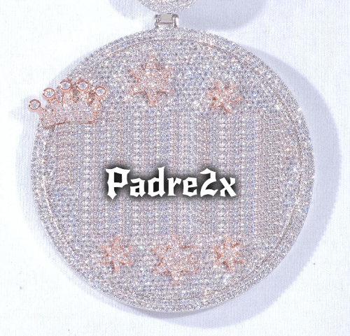 CUSTOM LETTER NECKLACE 3D BIG CROWN DISC