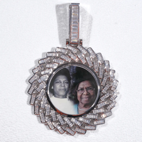 Large 3D Baguette Custom Picture Pendant